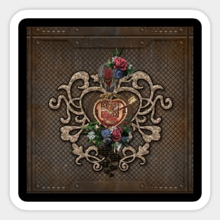 Wonderful steampunk hearts, clocks, gears and flowers Sticker